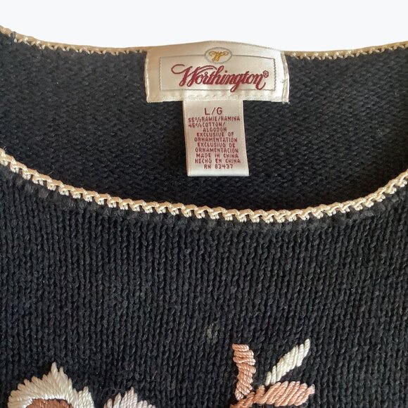 Vintage Worthington Sweater Women's Size Large Floral - Picture 7 of 8